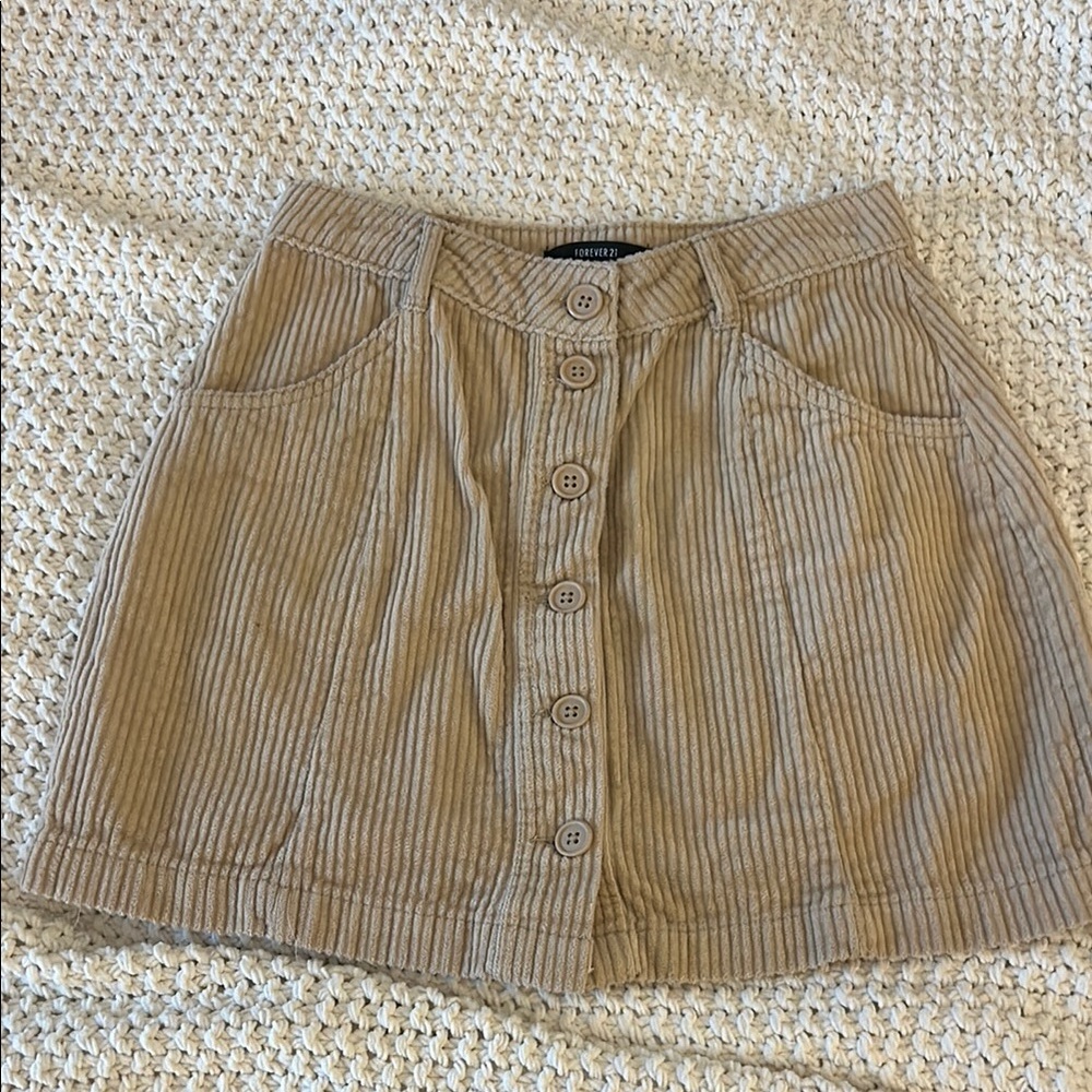 Forever 21 Beige Corduroy Mini Skirt